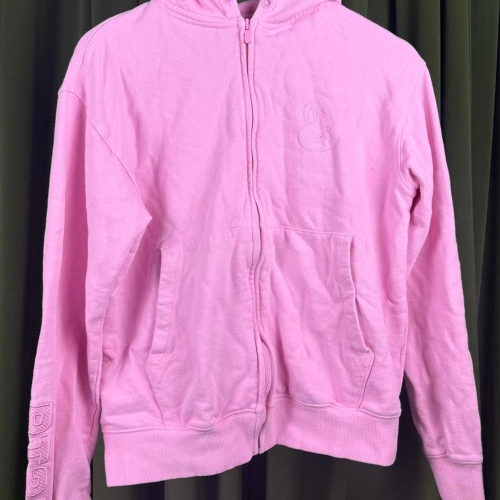 BT21 Cooky Pink Zip Up Hoodie Bunny Ears Cooky Character Womens Medium